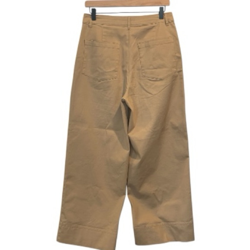 Gant Women's Tan Wide-Leg Cropped Pants, US Size 8, Cotton Blend, Classic Khaki - Picture 3 of 16
